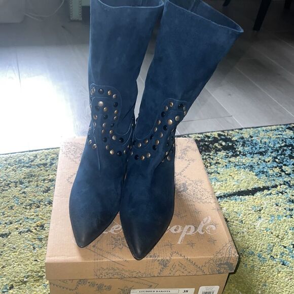 New Free People Dakota Studded western blue boots 38 - Picture 11 of 11